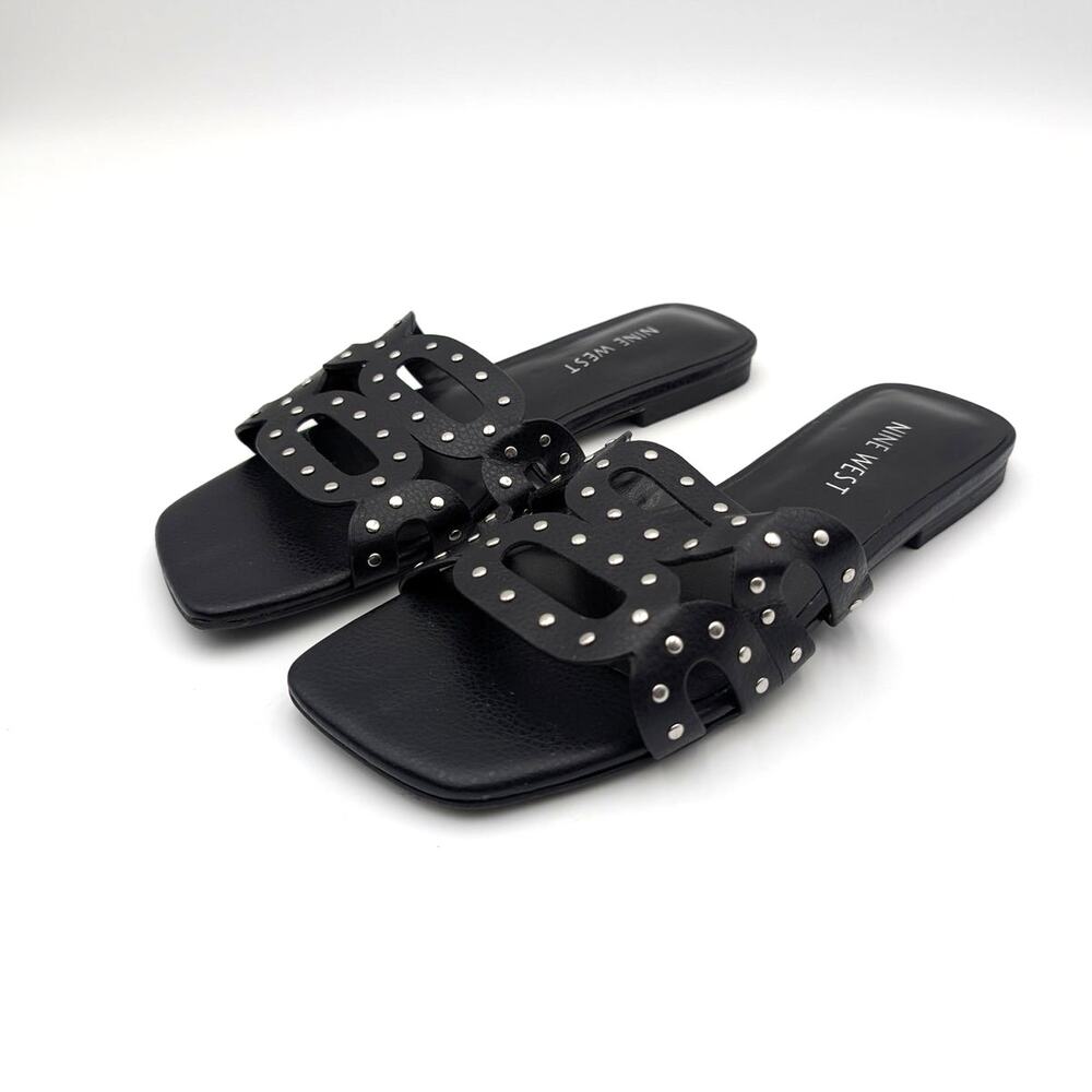 Nine West Mckinna Slide Sandal Open Toe Women's Black Size US6M EU36.5
